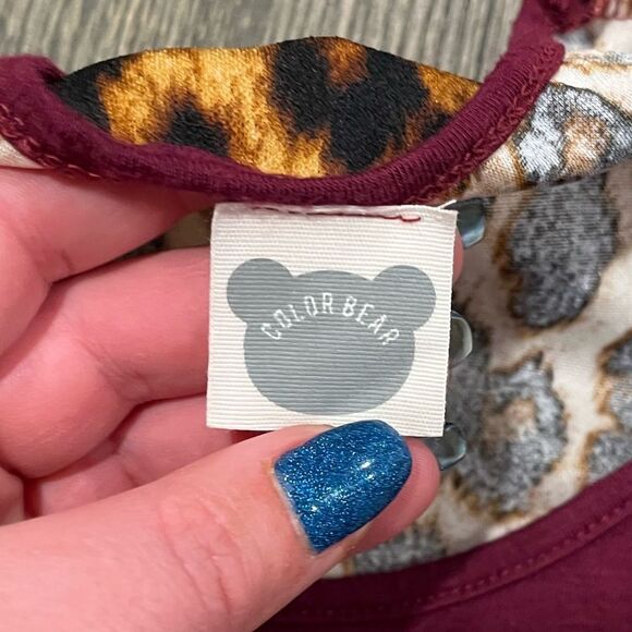 Color Bear Tank Top Leopard You & Tequila Make Me Crazy Racerback Purple Brown L - Picture 3 of 5